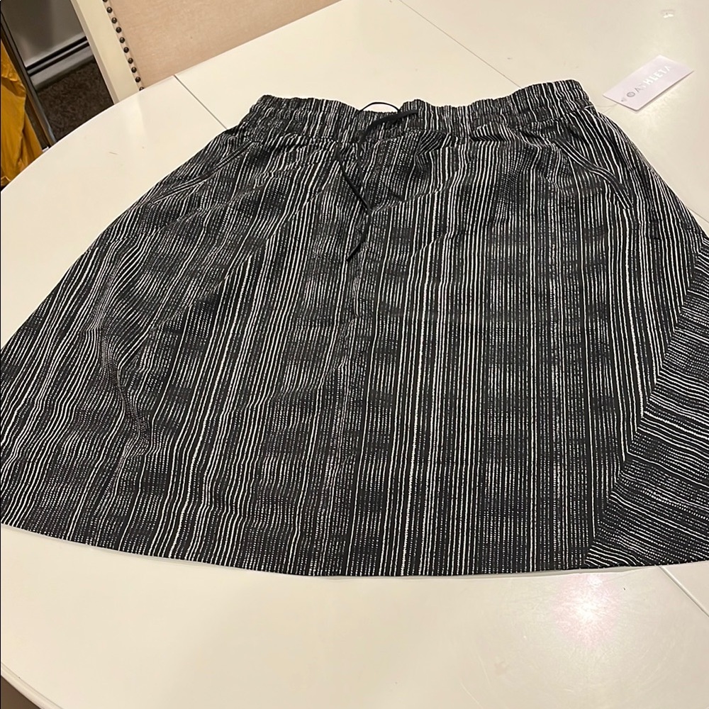 Athleta Black and White Striped A-Line Skirt